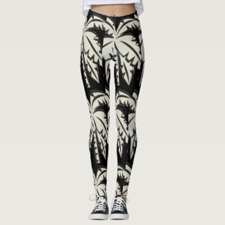 Leggings - Palm Tree Black/White