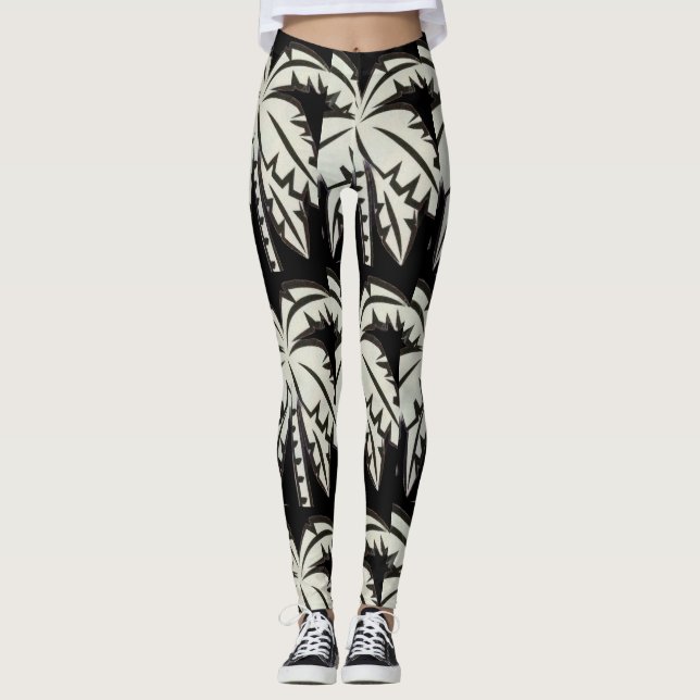 Leggings - Palm Tree Black/White (Front)