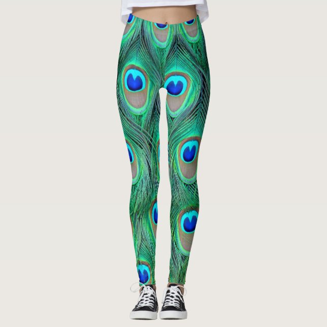 Leggings-peacock plumage texture leggings (Front)