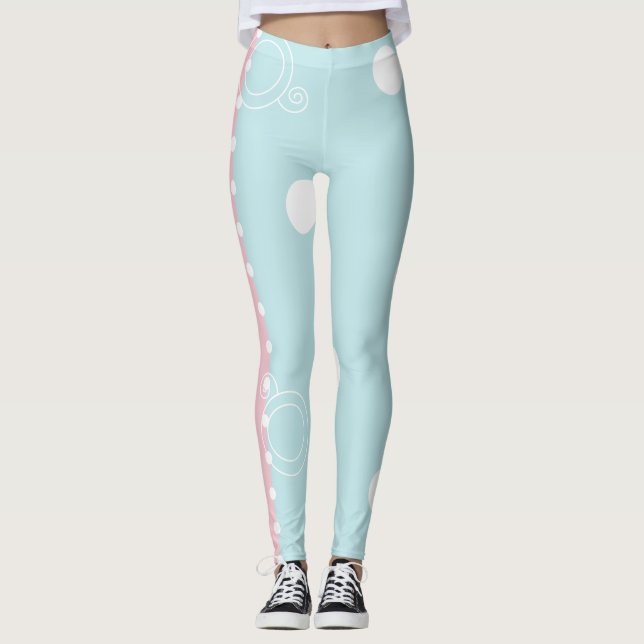 Leggings Pink/Blue Ink Design (Front)