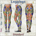 LEGGINGS - Pink-Blue-Yellow-Green Mandala Design<br><div class="desc">An image in shades of Pink, Blue, Yellow, and Green (and more) make these Standard Leggings very colourful. Available in five women's sizes (XS, S, M, L, XL). See "About This Product" description below for general sizing and product info, The image covers the entire pair of leggings by default. ►It...</div>