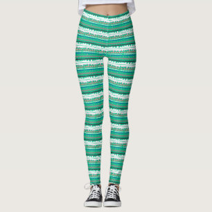 Leggings printed geometric design buildings