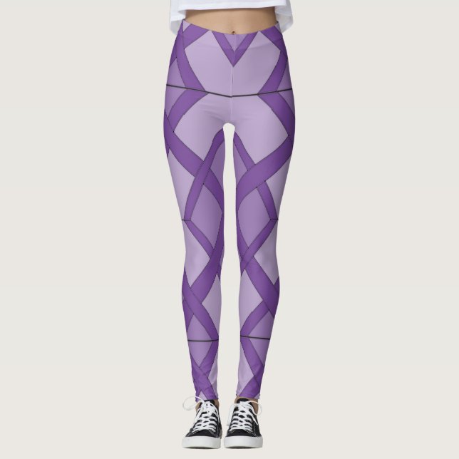 Leggings - Tiled Lattice Pattern in Three Shades (Front)
