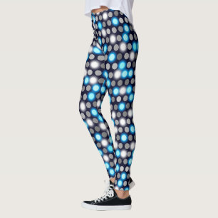Leggings with a bold black and white polka dot