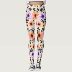 Leggings with a floral design featuring large
