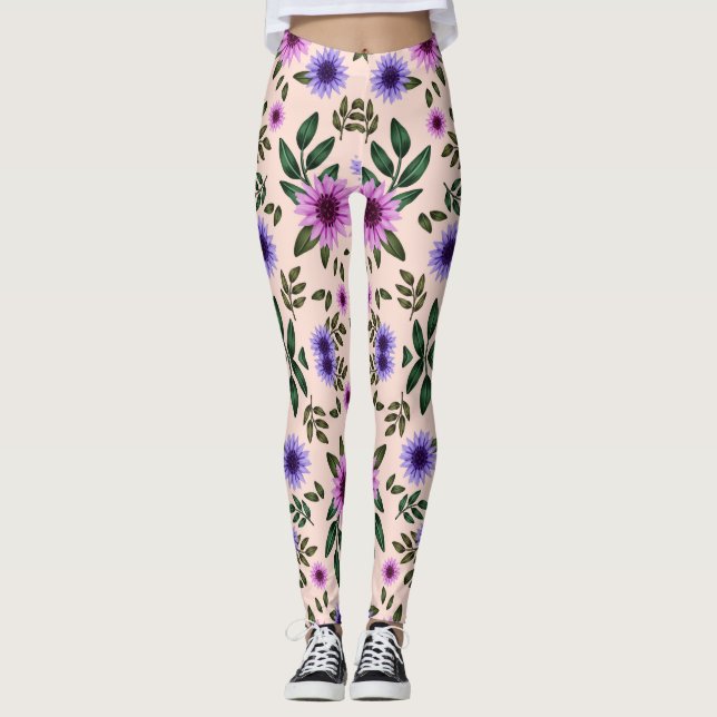 Leggings with a vibrant floral pattern  (Front)