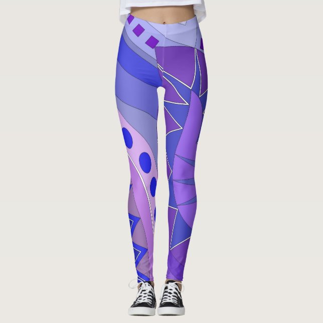 Leggings with blue casual art (Front)