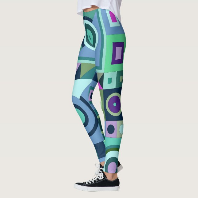 Leggings with blue casual art (Left)