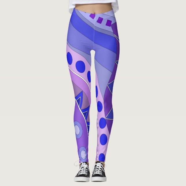Leggings with blue casual art (Front)