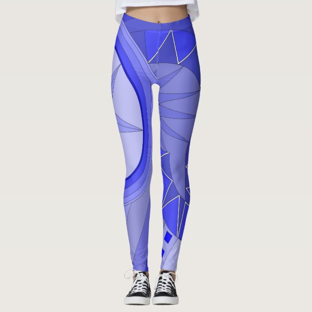 Leggings with blue casual art (Front)