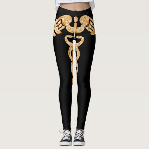 Leggings with caduceus design