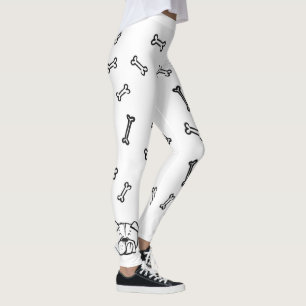 Leggings with english bulldog and bones pattern
