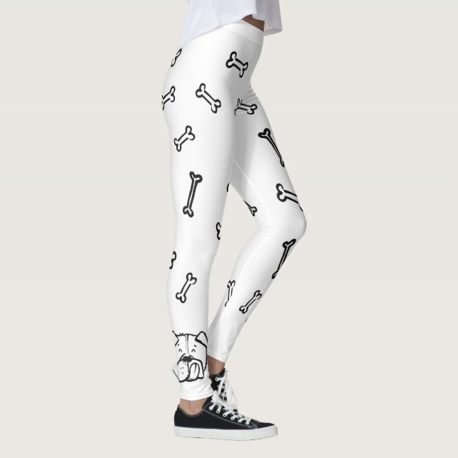 Leggings with english bulldog and bones pattern (Right)