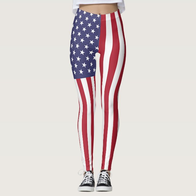 Leggings with flag of United States of America (Front)
