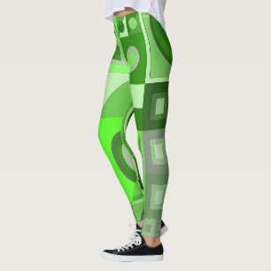 Leggings with green casual art