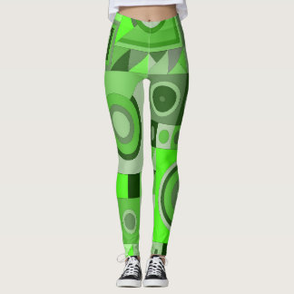 Leggings with green casual art