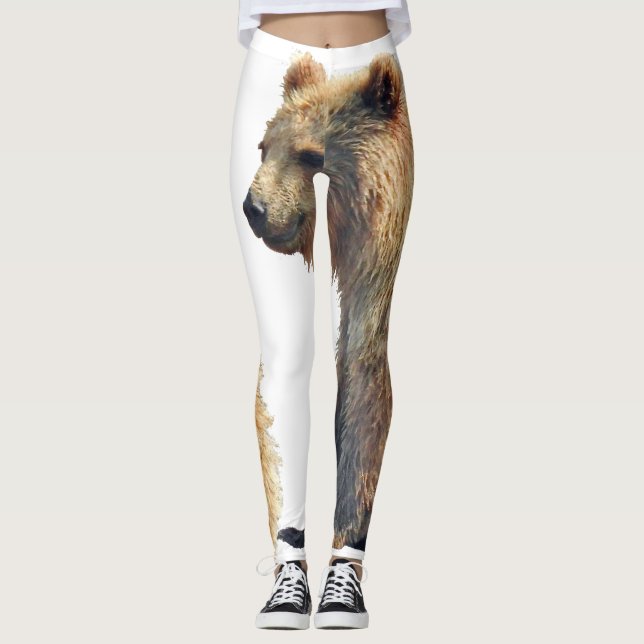 leggings with grizzly bear cub (Front)