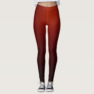 Leggings with red rust black carbon fibre pattern