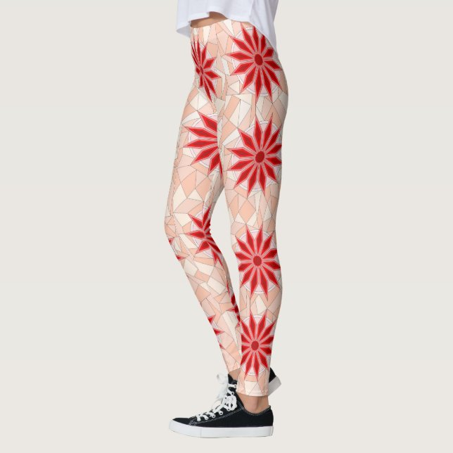 Leggings with red warm art (Left)