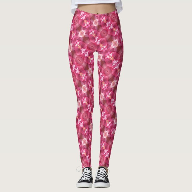 Leggings Yoga Pants Pink Lotus (Front)