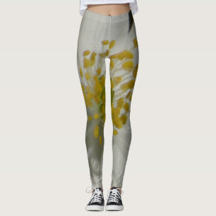 Leggins white and yellow flower leggings