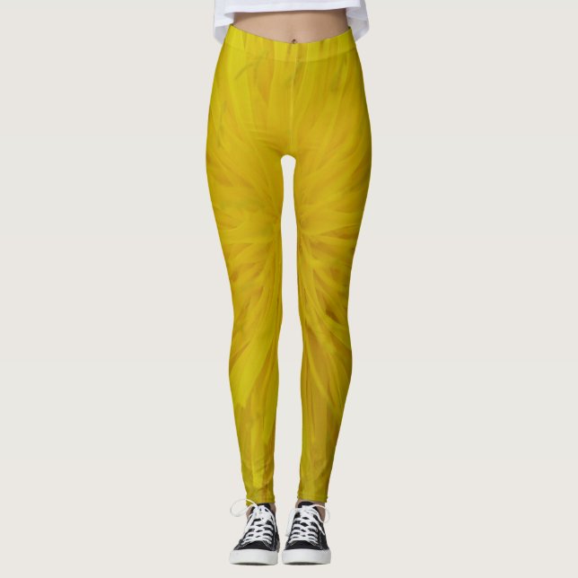 Leggins yellow dandelion pattern leggings (Front)