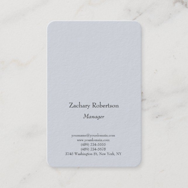 Legible trendy plain simple minimalist blue business card (Front)