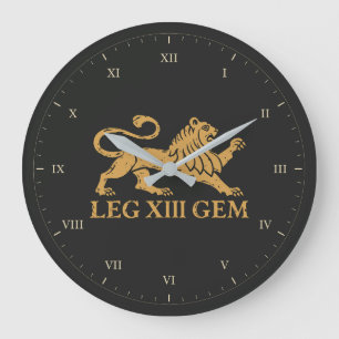 Legio XIII Gemina Ochre Lion and Roman Numerals Large Clock