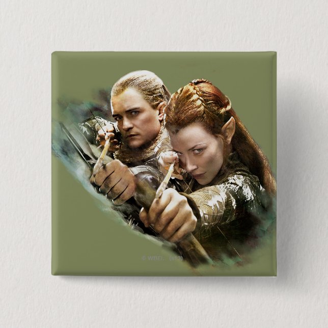 LEGOLAS GREENLEAF™ and TAURIEL™ Graphic 15 Cm Square Badge (Front)