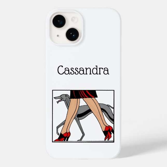 Legs Art Deco Women Greyhound Whippet Dog R Case-Mate iPhone Case (Back)