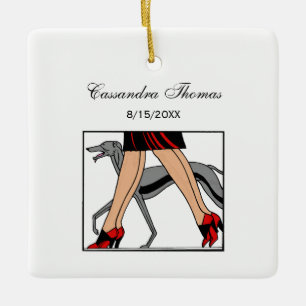 Legs Art Deco Women Greyhound Whippet Dog R Ceramic Tree Decoration