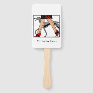 Legs Art Deco Women Greyhound Whippet Dog R Hand Fan