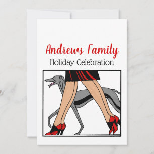 Legs Art Deco Women Greyhound Whippet Dog R Invitation