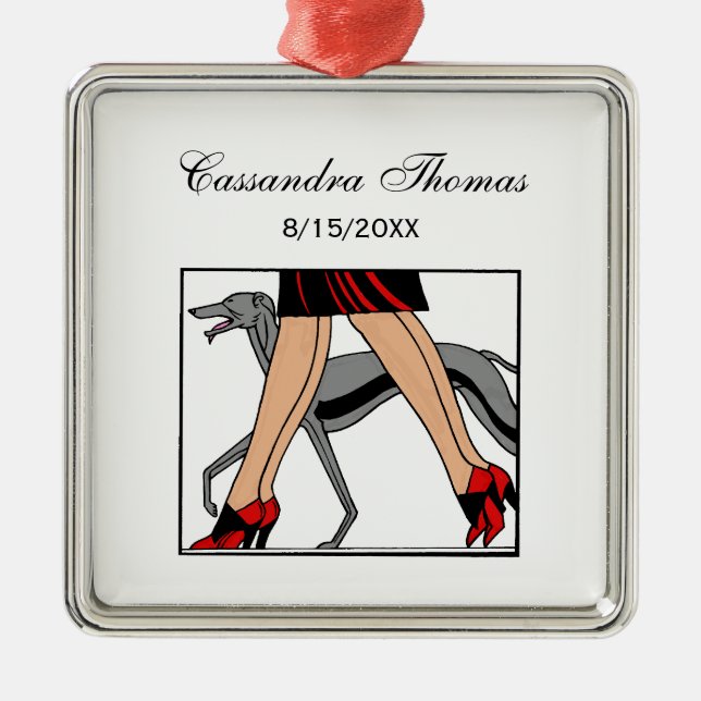 Legs Art Deco Women Greyhound Whippet Dog R Metal Tree Decoration (Front)