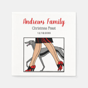 Legs Art Deco Women Greyhound Whippet Dog R Napkin