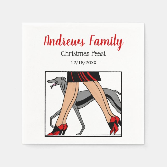 Legs Art Deco Women Greyhound Whippet Dog R Napkin (Front)