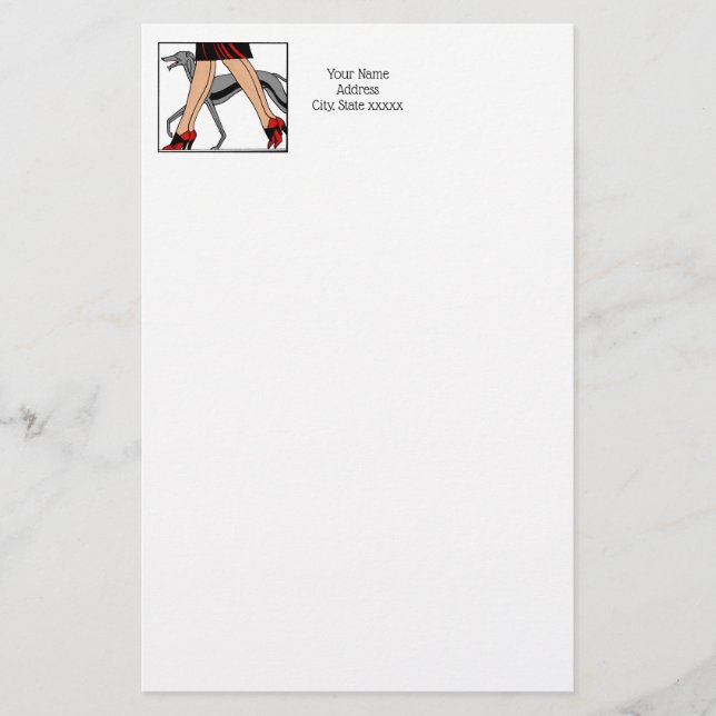 Legs Art Deco Women Greyhound Whippet Dog R Stationery (Front)