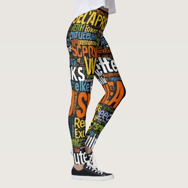 "Legs That Speak: Custom Word Cloud Leggings On De (Right)