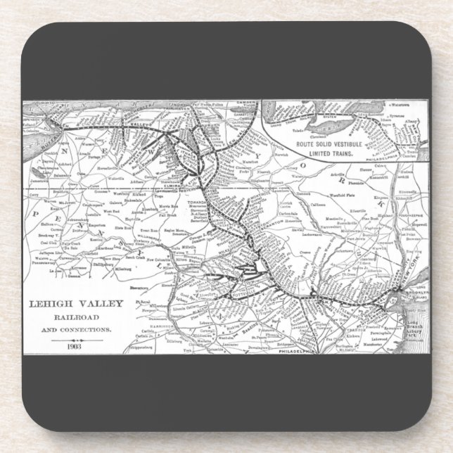 Lehigh Valley Railroad Map 1903 Coaster (Front)