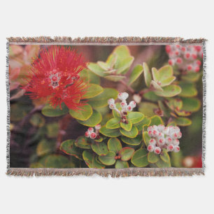 Lehua Blossoms In Hawaii Volcanoes Throw Blanket
