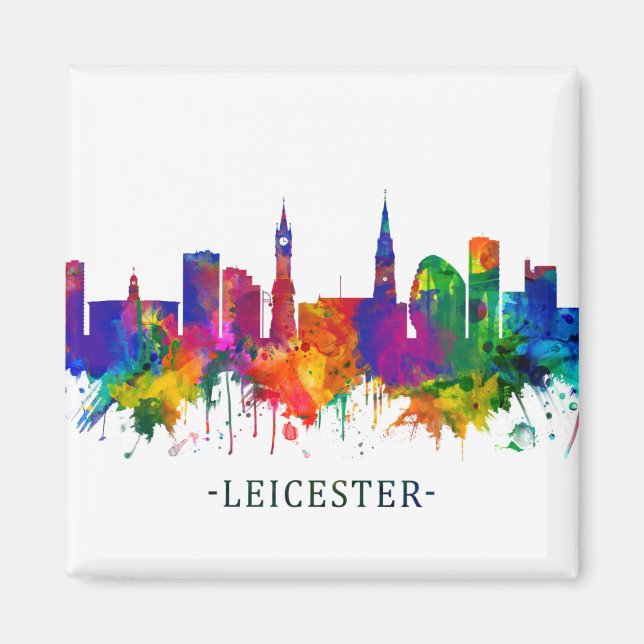 Leicester England Skyline Magnet (Front)