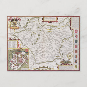 Leicester, engraved by Jodocus Hondius Postcard