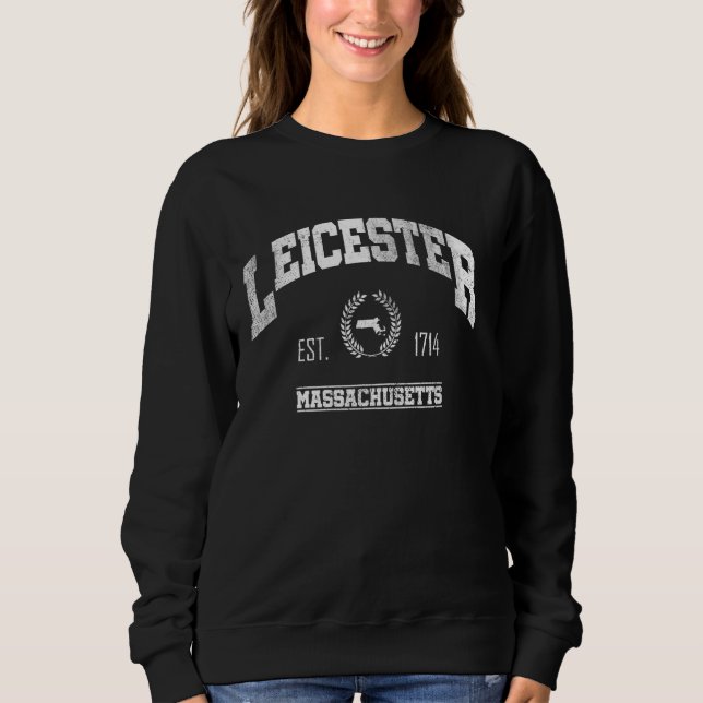 Leicester MA Massachusetts Vintage Throwback Sweatshirt (Front)