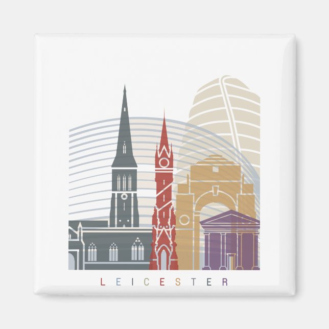 Leicester skyline poster magnet (Front)