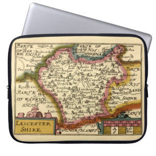 Leicestershire County England Old Antiquarian Map Laptop Sleeve