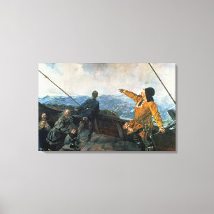 Leif Eriksson  sights land in America, 1893 Canvas Print