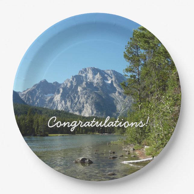 Leigh Lake at Grand Teton National Park Paper Plate (Front)