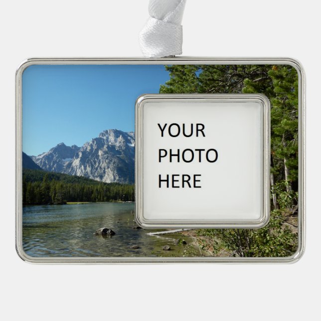 Leigh Lake at Grand Teton National Park Silver Plated Framed Ornament (Front)