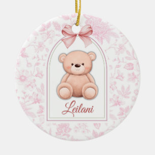 Leilani   Custom Pink Teddy Bear Nursery Design  Ceramic Tree Decoration