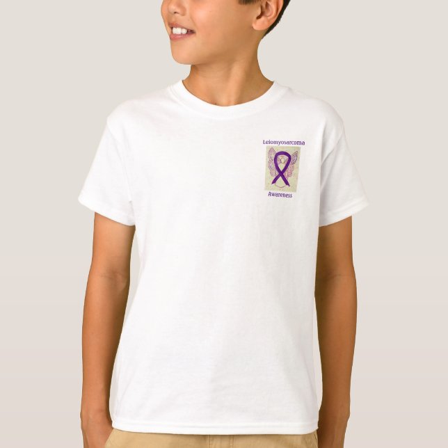 Leiomyosarcoma Awareness Ribbon Angel Custom Tee (Front)